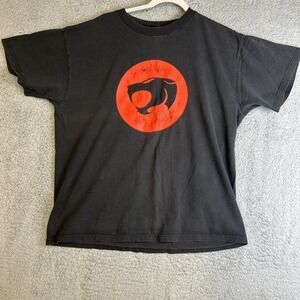 Vintage 1999 THUNDERCATS Men's Large Black Red Logo T-Shirt Warner Bros Cartoon